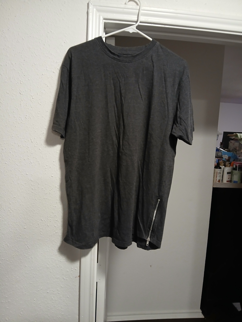 roadBLOCK Vintage  Men's Dark Gray Short Sleeve T-Shirt with Zipper Detail